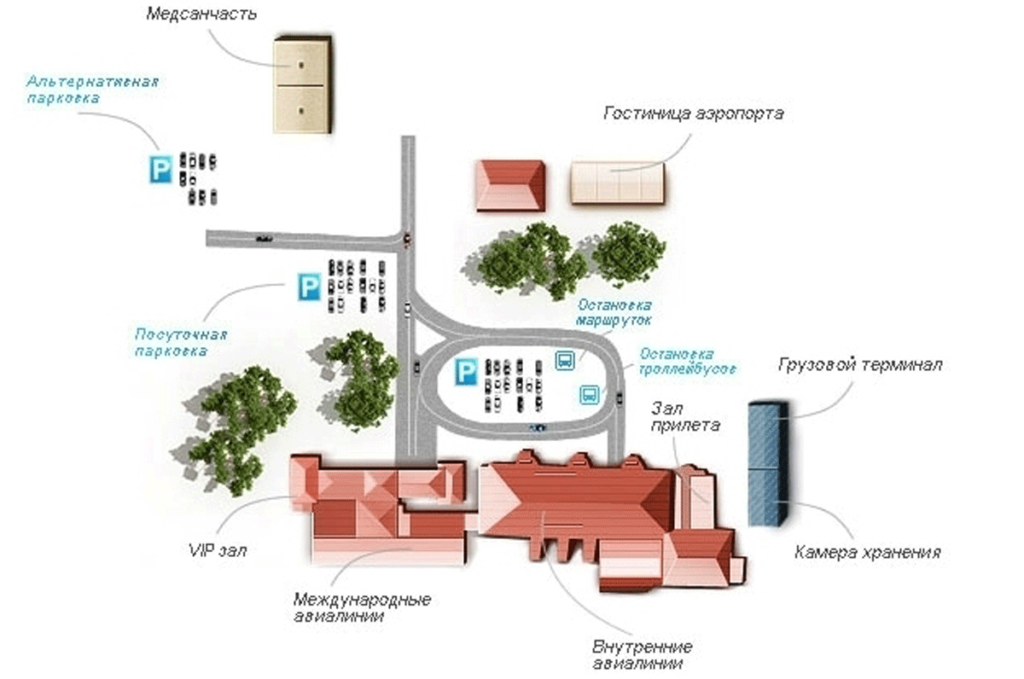 План расположения терминалов аэропорта Пашковский